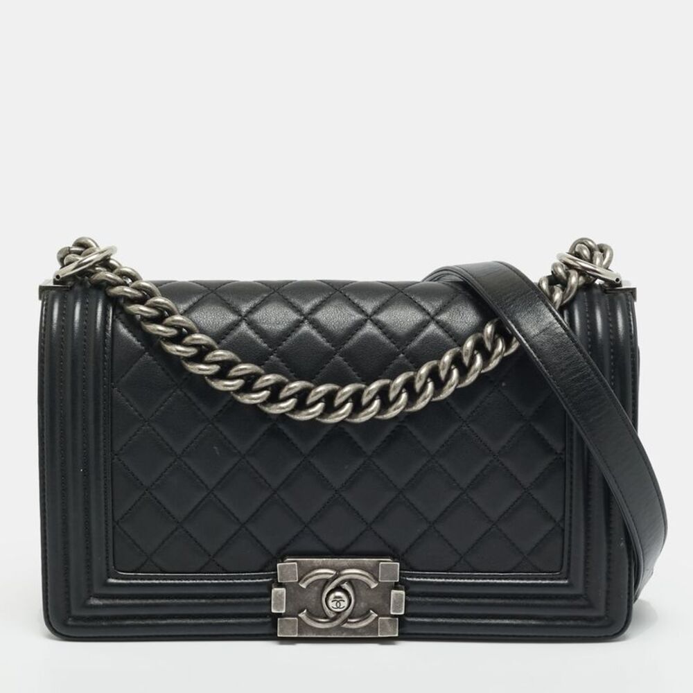 Chanel Boy Medium Black Quilted Leather Flap Bag